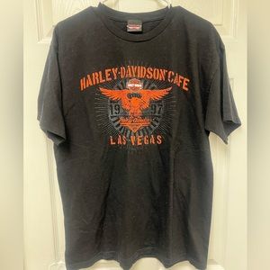 Harley Davidson Las Vegas cafe tee 1997 size L large black orange 100% cotton